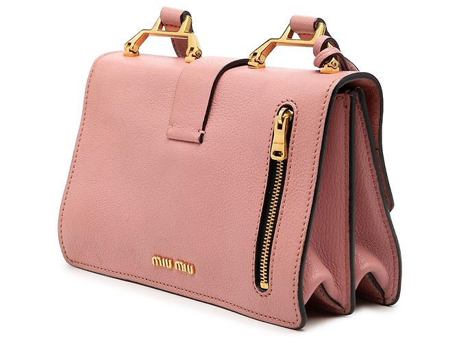 Miu Miu Bolsa transversal em couro de cabra rosa Madras - vista 2