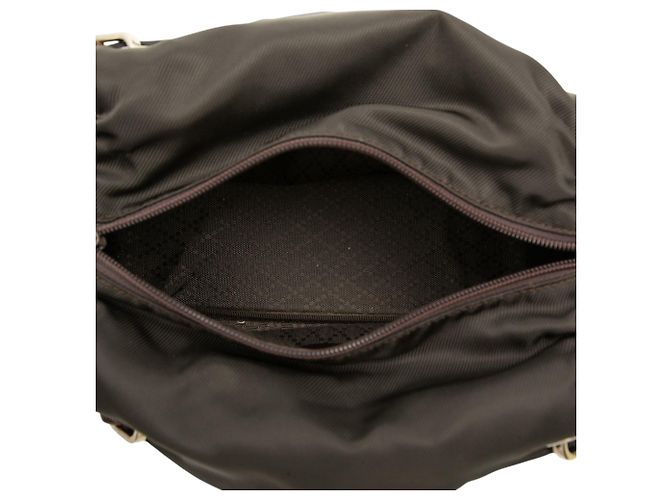 Bamboo Borsa a mano Gucci in nylon marrone con manici in bambù Marrone scuro - vista 4
