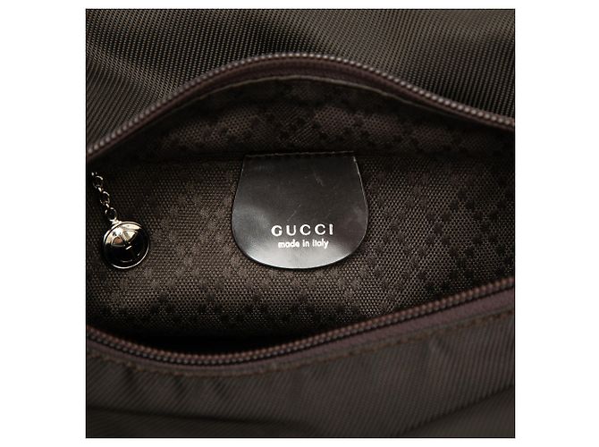 Bamboo Borsa a mano Gucci in nylon marrone con manici in bambù Marrone scuro - vista 5