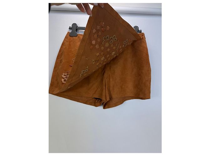 Ermanno Scervino Wildleder-Skort mit Blumenapplikation Braun - Ansicht 2