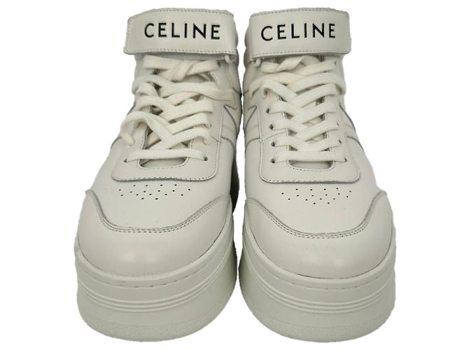 Céline Sneakers Celine con lacci e strap in velcro in pelle bianca Bianco - vista 2