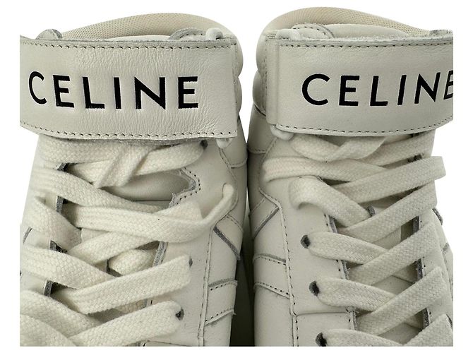 Céline Sneakers Celine con lacci e strap in velcro in pelle bianca Bianco - vista 6