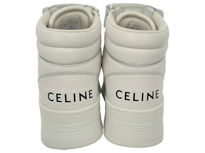 Céline Sneakers Celine con lacci e strap in velcro in pelle bianca Bianco - vista 7