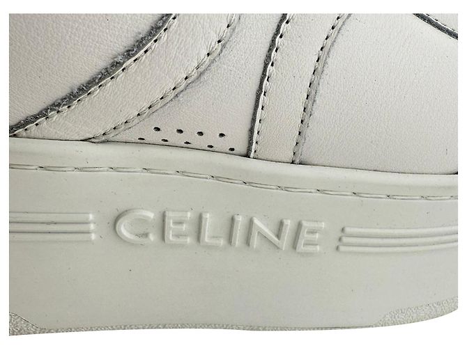 Céline Sneakers Celine con lacci e strap in velcro in pelle bianca Bianco - vista 9