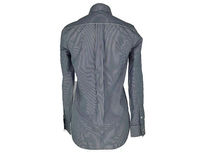 Céline Camicia a righe classica Celine in cotone blu - vista 3