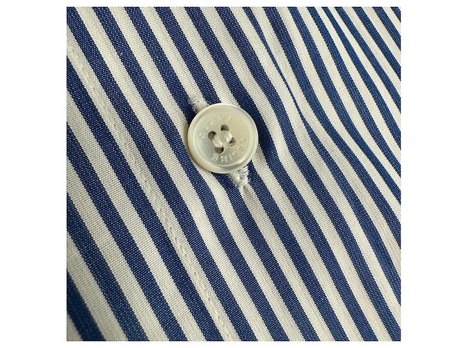 Céline Camicia a righe classica Celine in cotone blu - vista 4