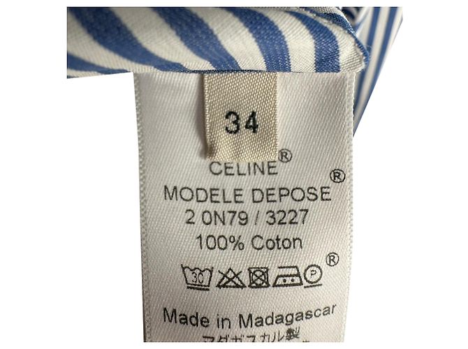 Céline Camicia a righe classica Celine in cotone blu - vista 6