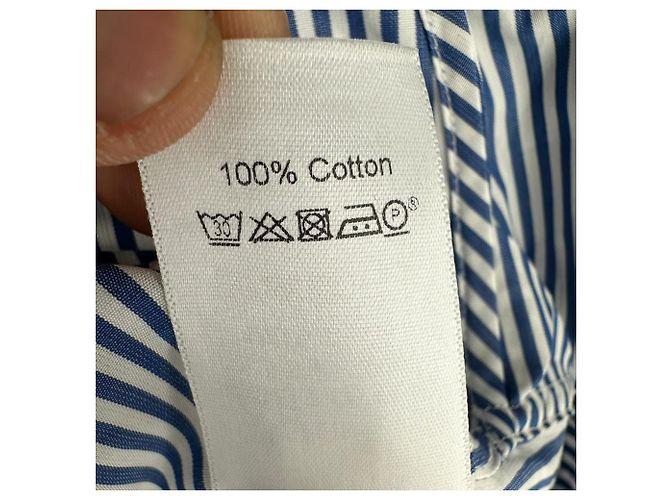 Céline Camicia a righe classica Celine in cotone blu - vista 8