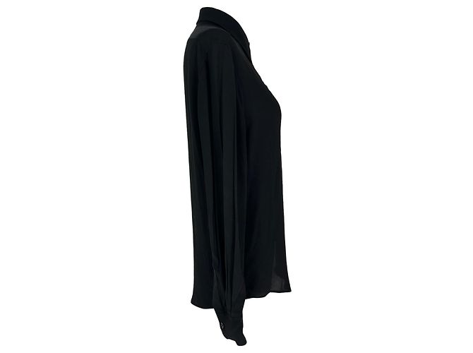 Céline Celine Button-Up Langarmbluse aus schwarzem Acetat - Ansicht 2
