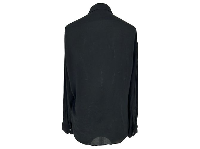 Céline Celine Button-Up Langarmbluse aus schwarzem Acetat - Ansicht 3