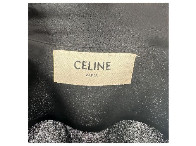 Céline Celine Button-Up Langarmbluse aus schwarzem Acetat - Ansicht 6