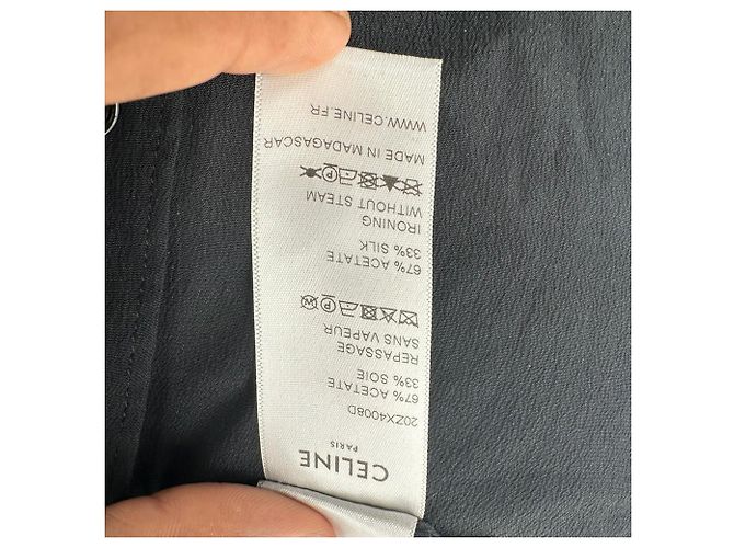 Céline Celine Button-Up Langarmbluse aus schwarzem Acetat - Ansicht 9