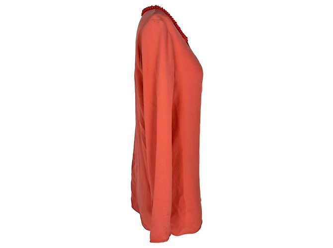Camicetta Gucci in seta corallo con scollo perline Arancione - vista 2
