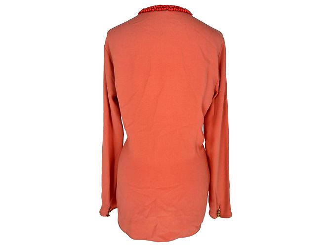 Camicetta Gucci in seta corallo con scollo perline Arancione - vista 3