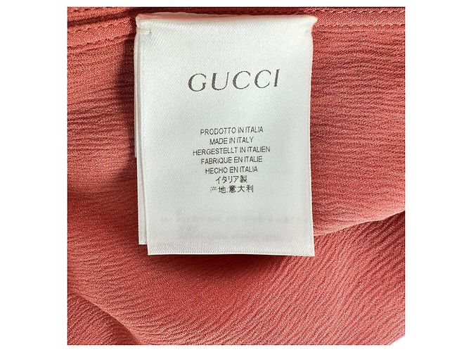 Camicetta Gucci in seta corallo con scollo perline Arancione - vista 6