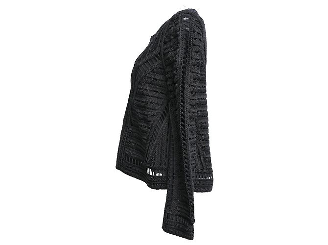 Maje Verone Crochet-Jacke aus schwarzer Viskose - Ansicht 2