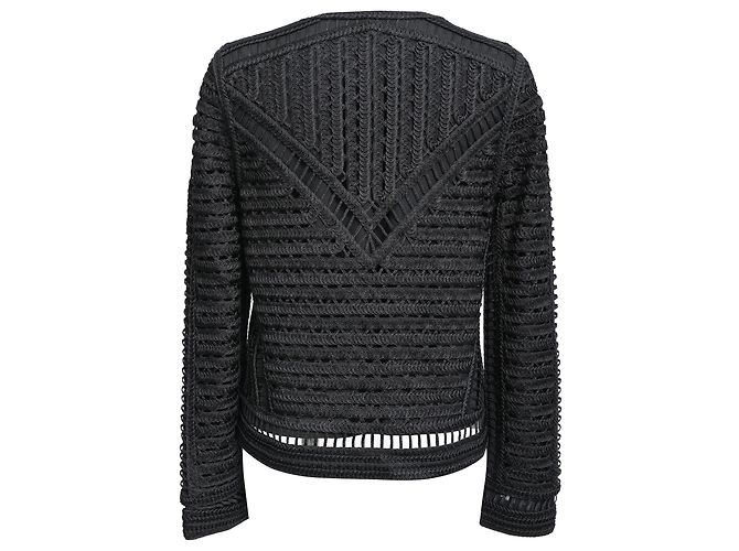 Maje Verone Crochet-Jacke aus schwarzer Viskose - Ansicht 3
