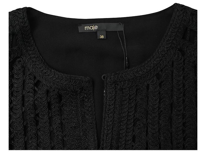 Maje Verone Crochet-Jacke aus schwarzer Viskose - Ansicht 8
