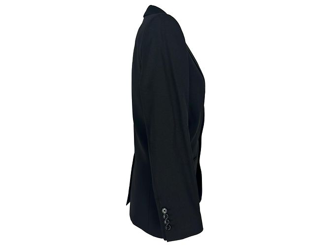 Céline Celine Einreihiger klassischer Blazer aus schwarzer Wolle - Ansicht 2