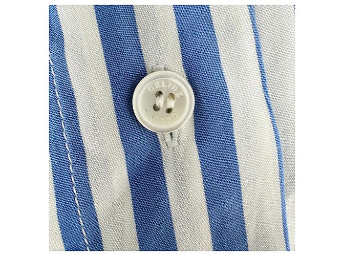 Céline Camicia Celine con bottoni a righe in cotone azzurro chiaro Blu Blu chiaro - vista 3