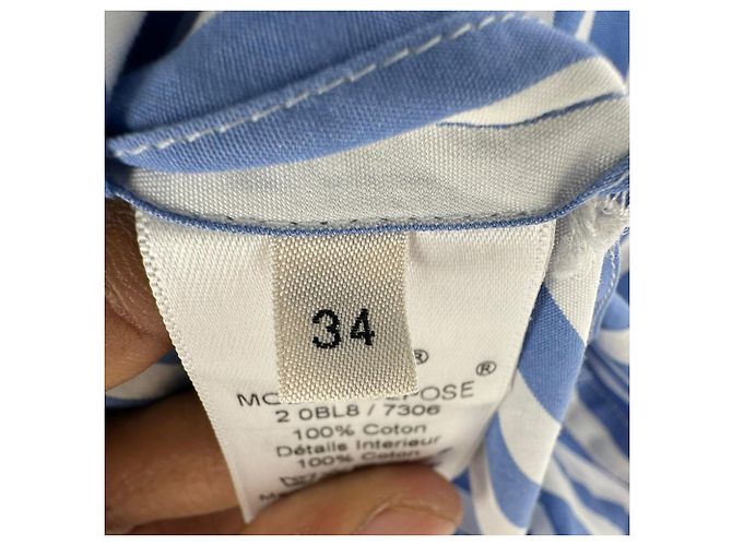 Céline Camicia Celine con bottoni a righe in cotone azzurro chiaro Blu Blu chiaro - vista 6