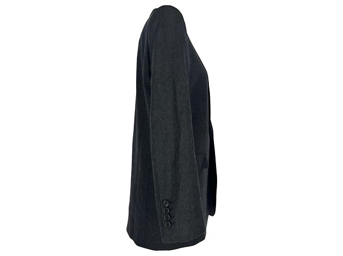 Céline Celine Single-Breasted Structured Blazer in Black Wool Grey - view 2