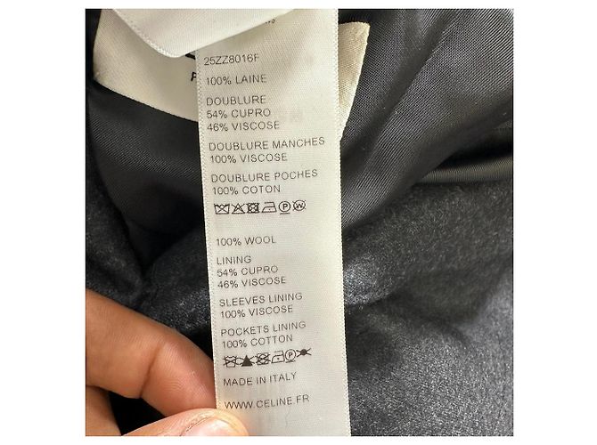 Céline Celine Single-Breasted Structured Blazer in Black Wool Grey - view 7