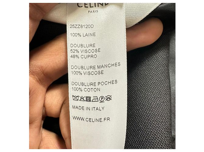 Céline Celine Einreihiger klassischer Blazer aus schwarzer Wolle - Ansicht 7