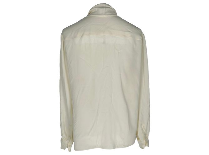Céline Camicetta Celine con scollo a drapé in acetato crema Bianco Crudo - vista 2