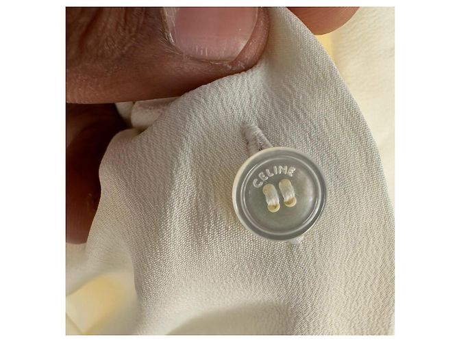 Céline Camicetta Celine con scollo a drapé in acetato crema Bianco Crudo - vista 5
