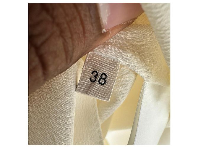 Céline Camicetta Celine con scollo a drapé in acetato crema Bianco Crudo - vista 7