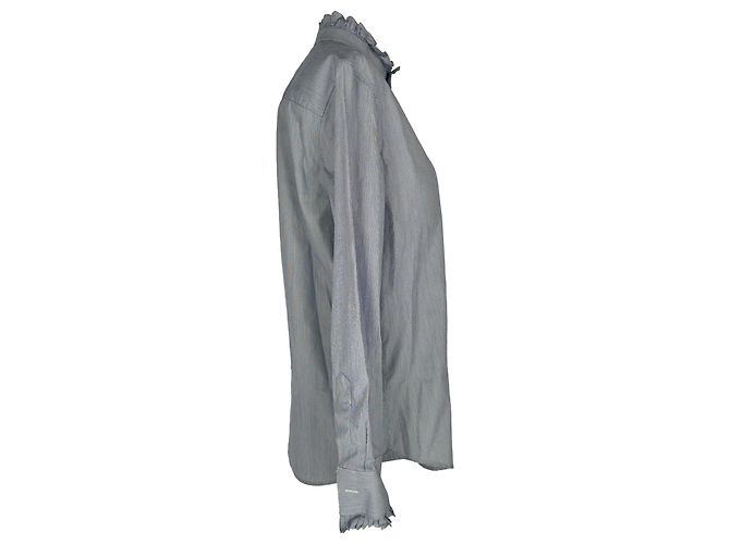 Céline Camicia Celine Classic con scollo a volant e righe in cotone multicolore - vista 2