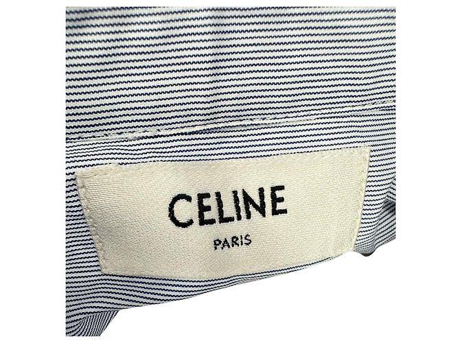 Céline Camicia Celine Classic con scollo a volant e righe in cotone multicolore - vista 4