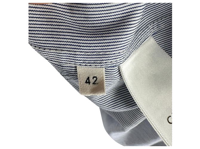 Céline Camicia Celine Classic con scollo a volant e righe in cotone multicolore - vista 5
