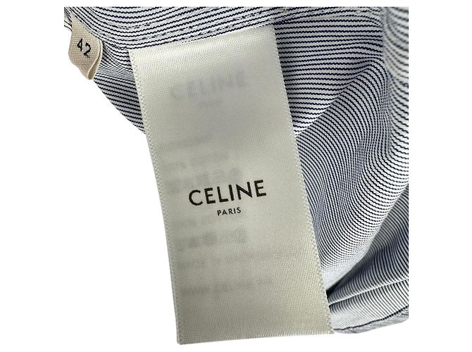 Céline Camicia Celine Classic con scollo a volant e righe in cotone multicolore - vista 6