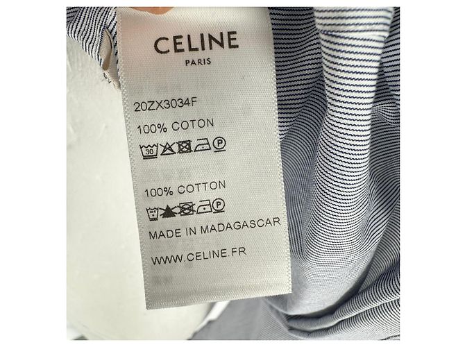 Céline Camicia Celine Classic con scollo a volant e righe in cotone multicolore - vista 7