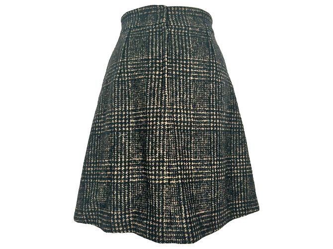 Minifalda evasé de cuadros en lana marrón Dolce & Gabbana Castaño - vista 3