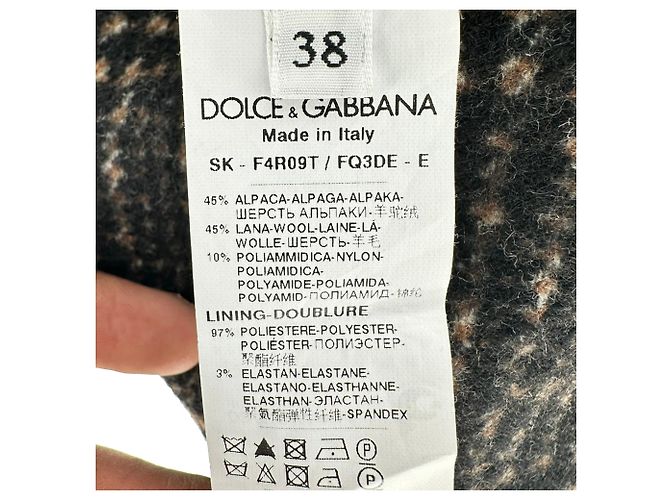 Minifalda evasé de cuadros en lana marrón Dolce & Gabbana Castaño - vista 9