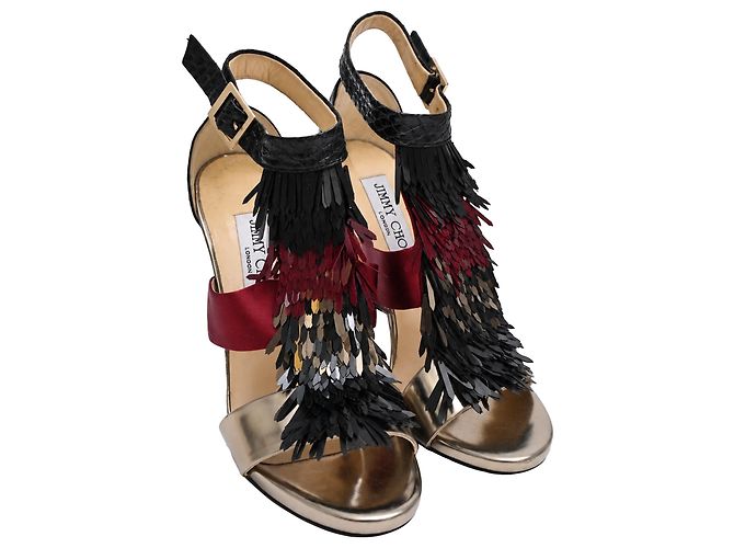 Sandali Fedora con frange di Jimmy Choo in raso multicolore - vista 2