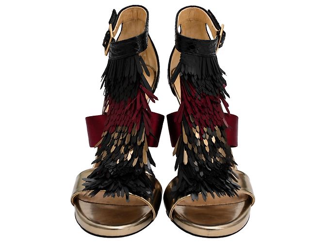 Sandali Fedora con frange di Jimmy Choo in raso multicolore - vista 3