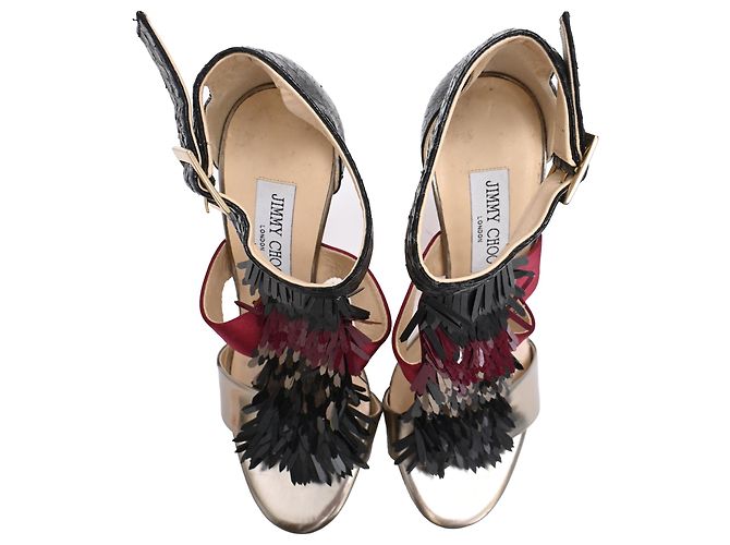 Sandali Fedora con frange di Jimmy Choo in raso multicolore - vista 5