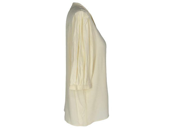 Céline Blusa Celine Vintage com gravata embutida em acetato amarelo pastel - vista 2