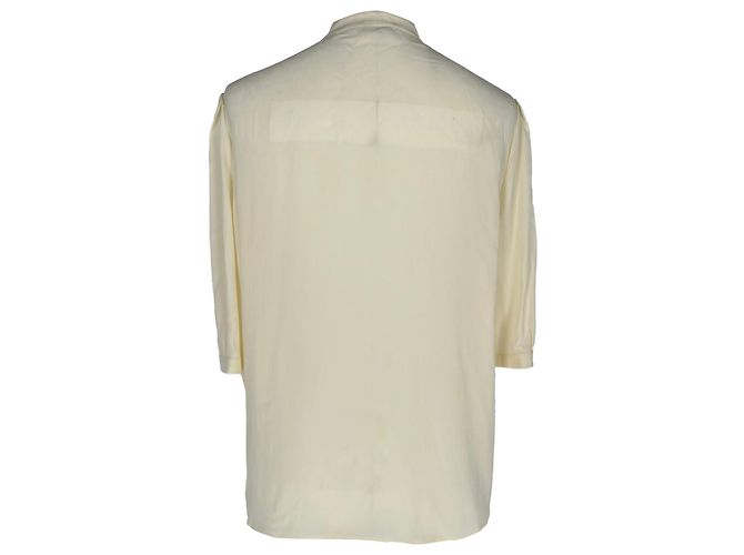 Céline Blusa Celine Vintage com gravata embutida em acetato amarelo pastel - vista 3