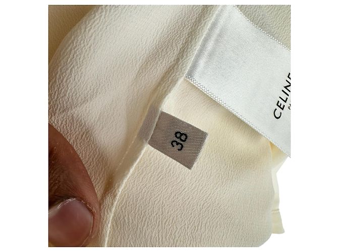 Céline Blusa Celine Vintage com gravata embutida em acetato amarelo pastel - vista 6
