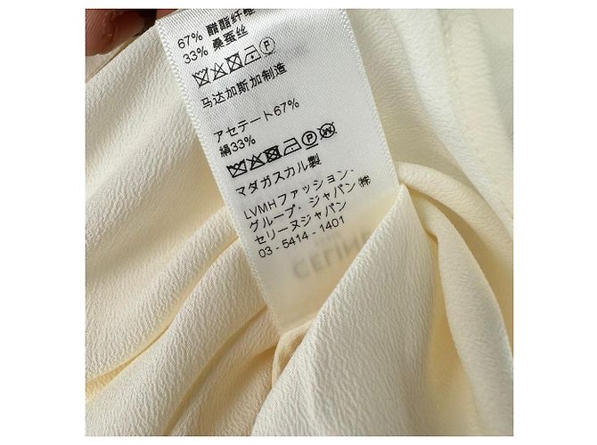Céline Blusa Celine Vintage com gravata embutida em acetato amarelo pastel - vista 8