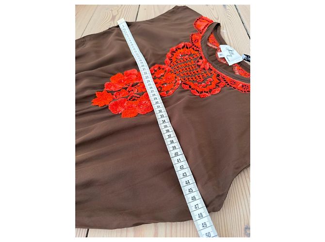 Abito corto in seta marrone ricamato Milly New York - vista 11