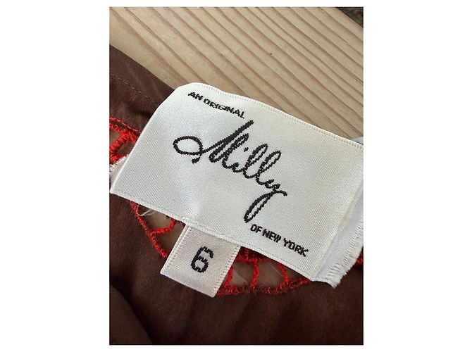 Abito corto in seta marrone ricamato Milly New York - vista 12