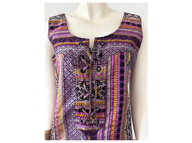 Anna Sui Mini abito floreale viola Nero Rosa D'oro Grigio Porpora - vista 2