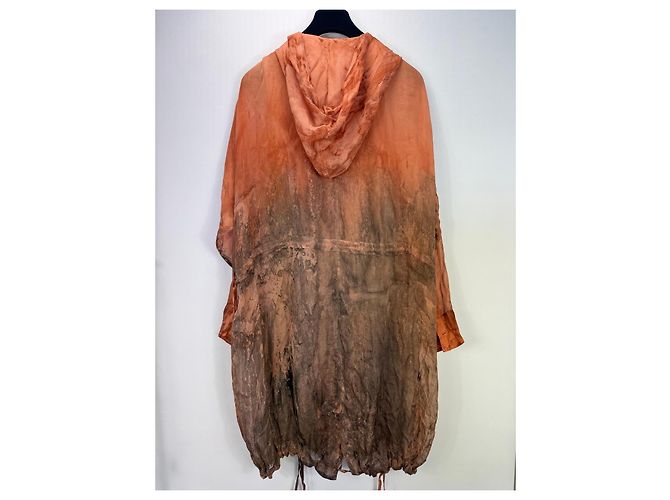 Autre Marque Masnada Chaqueta con capucha de seda Castaño Naranja - vista 3