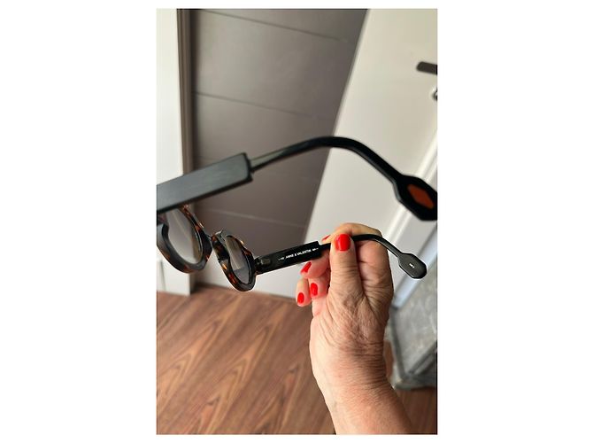 Autre Marque Anne & Valentin runde Sonnenbrille Schildpatt Braun - Ansicht 9
